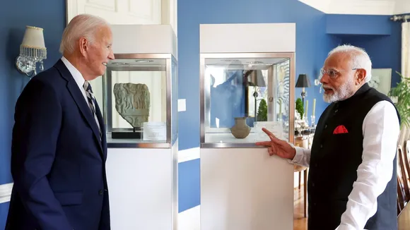 Prime Minister Narendra Modi with US President Joe Biden at the latter's residence, in Wilmington, Delaware, USA, Saturday, Sept. 21, 2024.