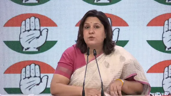 Congress spokesperson Supriya Shrinate addressing press conference, in New Delhi