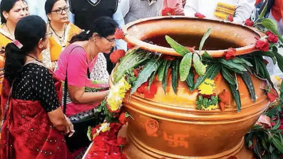 A Kalash containing the kumkum is on its way to Ayodhya by road and is expected to reach before the consecration ceremony