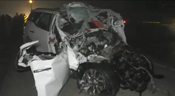 Damaged SUV after the accident