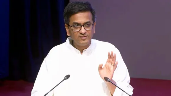 hief Justice of India D Y Chandrachud addresses the end of special Lok Adalat week to celebrate 75 years of Supreme Court of India, in New Delhi, Saturday, Aug. 3