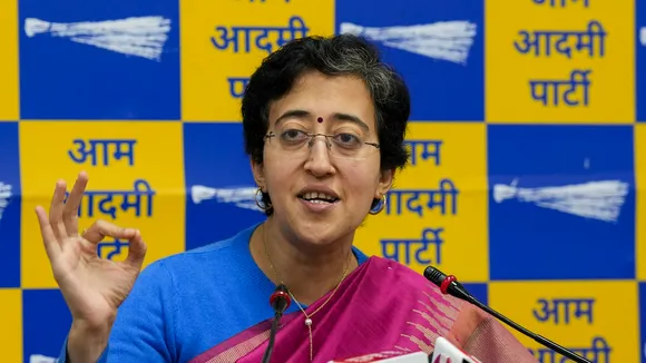Delhi Minister Atishi addresses a press conference on ED raids, in New Delhi
