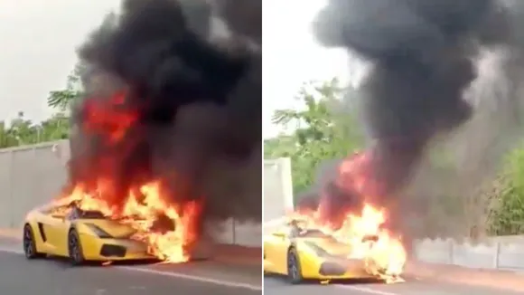 Lamborghini set on fire
