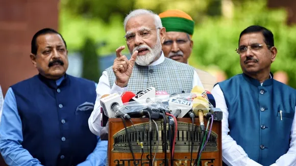 Narendra Modi Outside Parliament