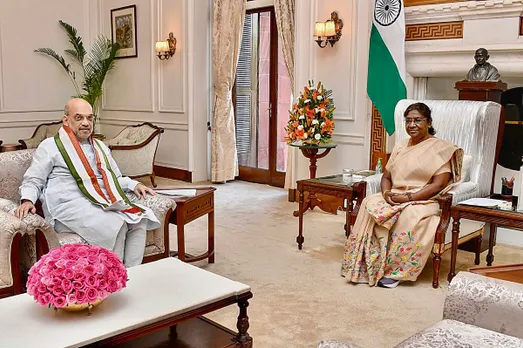 President Droupadi Murmu in a meeting with Union Home Minister Amit Shah at Rashtrapati Bhavan, in New Delhi