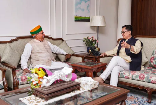 Union Ministers Kiren Rijiju and Arjun Ram Meghwal during a meeting, in New Delhi