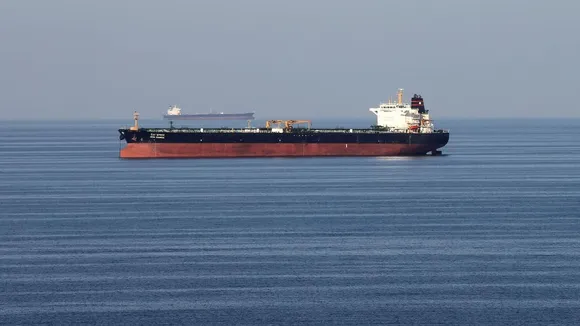 An oil tankers passing through the Strait of Hormuz