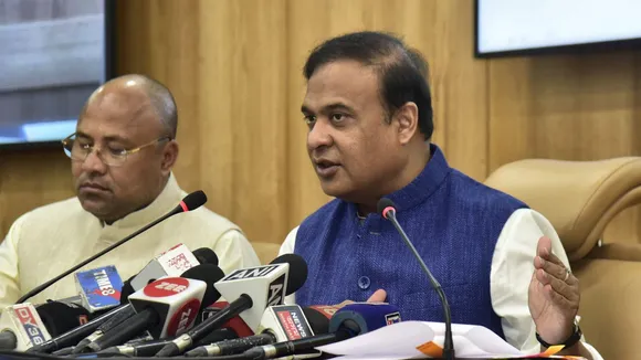 Assam Chief Minister Himanta Biswa Sarma addresses the media, at Assam Secretariat in Guwahati