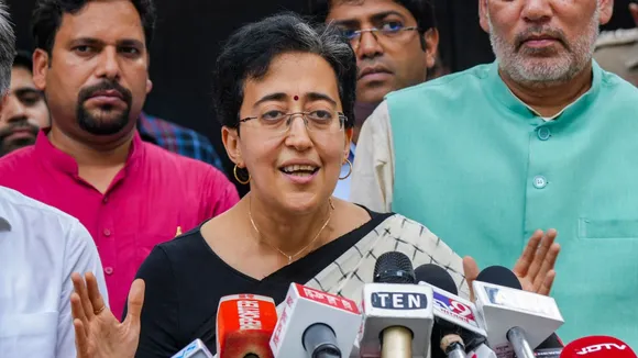 Delhi Minister Atishi addresses the media after a meeting of the AAP legislative party in which she was unanimously chosen as the next chief minister, in New Delhi, Tuesday, Sept. 17, 2024.