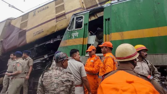 Rescue work underway after a collision between the Kanchanjungha Express and a goods train, near Rangapani railway station, on Monday, June 17, 2024.