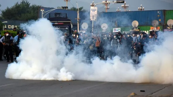 Police fire tear gas shells to disperse the supporters of imprisoned former Prime Minister Imran Khans party Pakistan Tehreek-e-Insaf during a protest in Islamabad, Pakistan