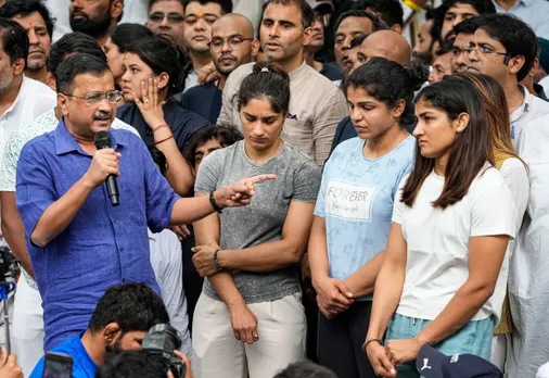 Arvind Kejriwal Wrestlers protest at Jantar Mantar