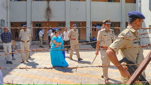 Police investigate the Gujarat University hostel campus where students hailing from different foreign countries were assaulted allegedly by a group of persons over the issue of offering Namaz, in Ahmedabad