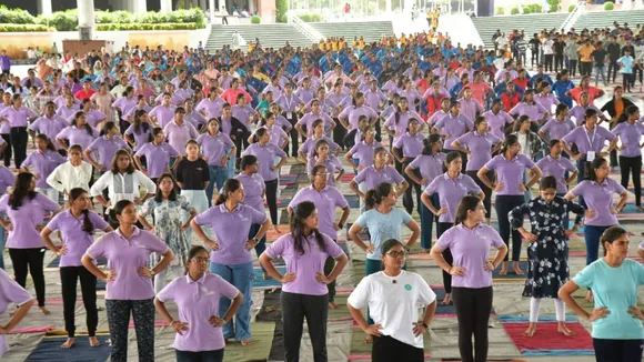 Jharkhand Health minister Banna Gupta participated in a yoga session at Birsa Munda Fun Park in Jharkhand's capital Ranchi