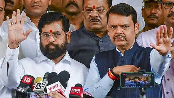 Maharashtra Chief Minister Eknath Shinde With Deputy Chief Minister Devendra Fadnavis