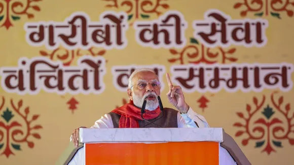 Prime Minister Narendra Modi addresses during the foundation stone laying and inauguration of various projects, in Varanasi