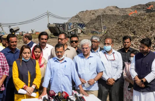 Arvind Kejriwal at Okhla landfill site