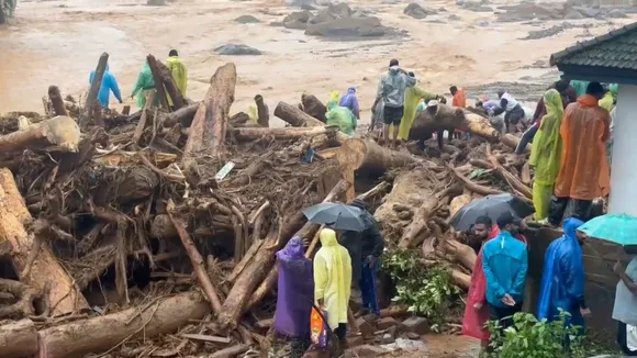 Rescue operation underway after landslides in the hilly areas near Meppadi, in Wayanad district, Kerala, Tuesday, July 30, 2024
