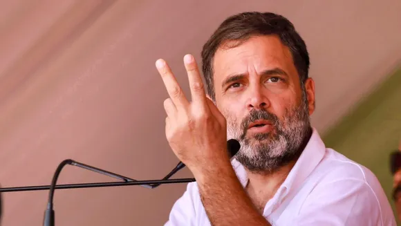 Congress leader Rahul Gandhi speaks during a public meeting ahead of Rajasthan Assembly elections