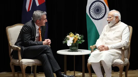 Prime Minister Narendra Modi meets Australian Super CEO Paul Schroder in Sydney on May 23