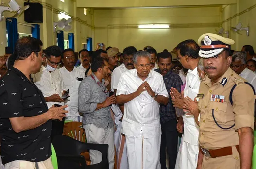 Kerala Chief Minister Pinarayi Vijayan arrives at a hospital to meet victims of last night's boat accident, at Tirurangadi in Malappuram district