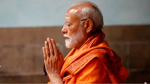 Prime Minister Narendra Modi performs 'Surya Puja' at the Vivekananda Rock Memorial, in Kanniyakumari, Friday, May 31, 2024