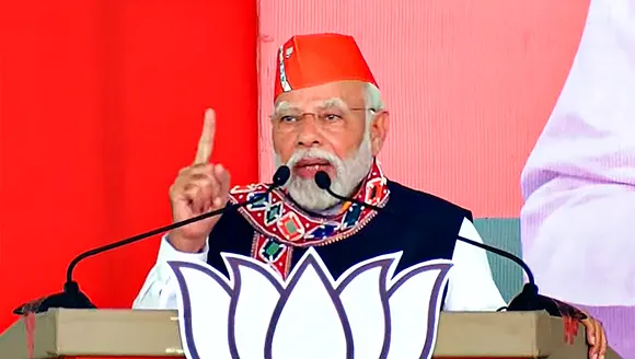 Prime Minister Narendra Modi addresses a public meeting ahead of the Telangana Assembly election, in Mahabubabad