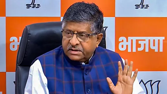 BJP MP Ravi Shankar Prasad addresses a press conference, in New Delhi