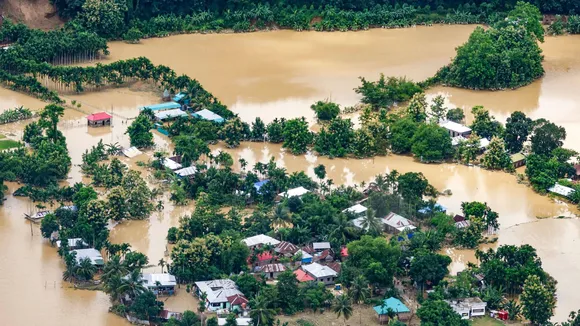 A view of the flood-affected areas in Tripura