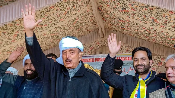 Democratic Progressive Azad Party (DPAP) Chairman Ghulam Nabi Azad during a public meeting, in Pahalgam