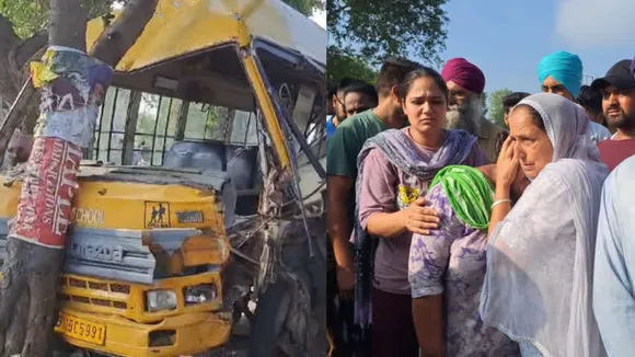 A school bus rammed into a tree in Jagraon on Tuesday