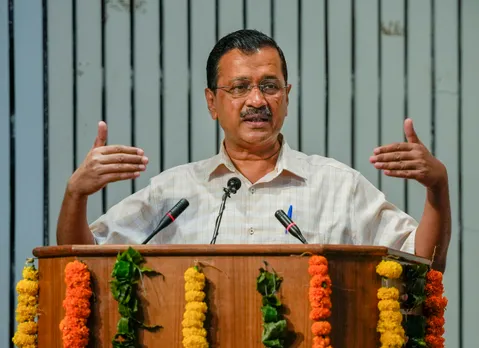 Delhi Chief Minister Arvind Kejriwal addresses the State award distribution function for 2020-2021 to outstanding handicrafts artisans, at Delhi Secretariat, in New Delhi