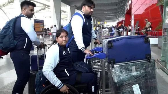 Indian contingents for the Paris Paralympics departs, in New Delhi, Sunday, Aug. 25, 2024.