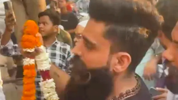 A man who assaulted Congress leader Kanhaiya Kumar during the latter's campaign for Lok Sabha elections, in New Delhi, Friday, May 17, 2024.