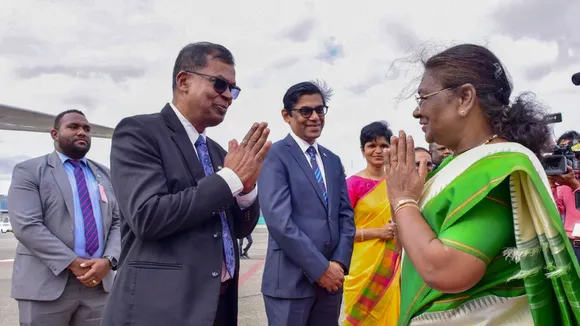 Droupadi Murmu is seen off as she departs for Auckland from Nadi, Wednesday, Aug. 7, 2024