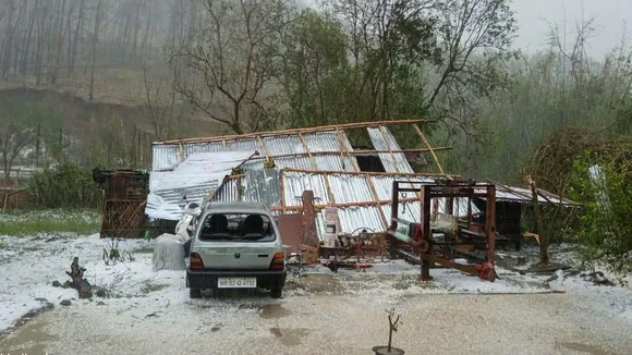View of an area after a hailstorm, in Imphal valley, Sunday, May 5, 2024