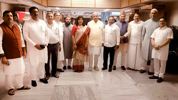 Members of Parliament's Joint Committee on Waqf (Amendment) Bill pose for a photograph at a break during their first meeting, at Parliament House Annexe, in New Delhi, Thursday, Aug. 22, 2024.