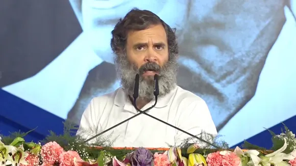 Rahul Gandhi addressing party workers at the plenary session