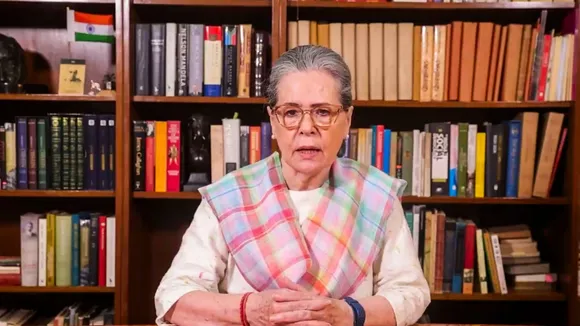 Congress Parliamentary Party Chairperson Sonia Gandhi addresses the voters of Delhi via a video message