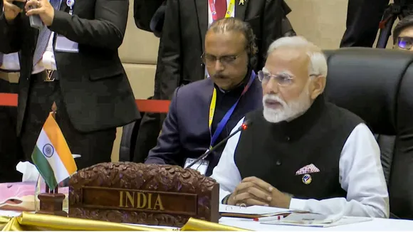 Prime Minister Narendra Modi speaks during India-ASEAN Summit, in Laos, Thursday, Oct. 10, 2024.