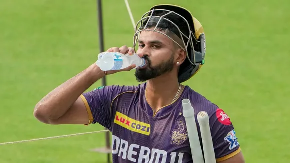 Kolkata Knight Riders captain Shreyas Iyer during a training session ahead of the Indian Premier League (IPL) 2024 cricket tournament, at Eden Gardens in Kolkata