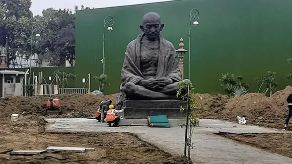 Parliament Mahatma Gandhi Statues Shifted