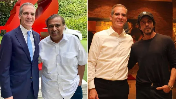 Eric garcetti mukesh ambani shahrukhkhan.jpg