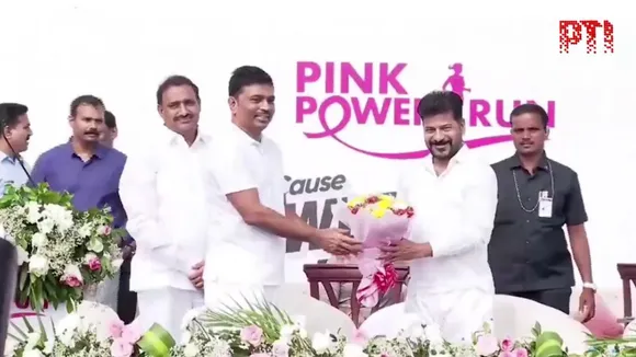 Telangana Chief Minister A Revanth Reddy in Pink Power Run 2024 event