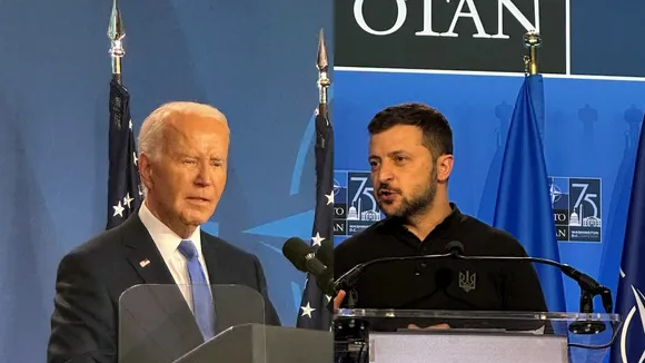 Joe Biden and Volodymyr Zelenskyy at NATO Summit
