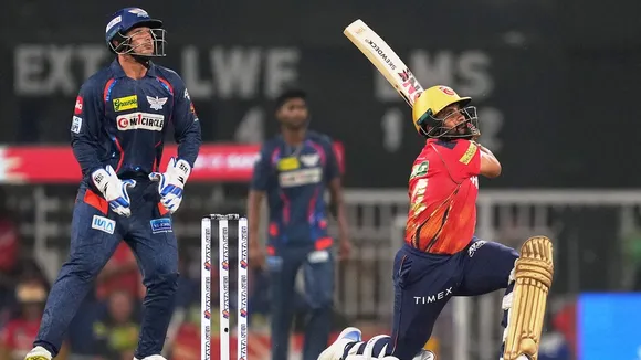 Punjab Kings' Prabhsimran Singh plays a shot during the Indian Premier League (IPL) 2024 T20 cricket match between Lucknow Super Giants and Punjab Kings, at the Bharat Ratna Shri Atal Bihari Vajpayee Ekana Stadium, in Lucknow, Saturday, March 30, 2024. 