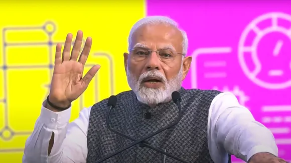 Prime Minister Narendra Modi addresses a gathering during the inauguration of SEMICON India 2024, in Greater Noida, Uttar Pradesh, Wednesday, Sept 11, 2024.