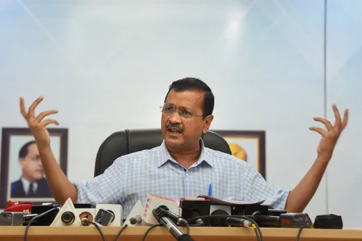 Delhi Chief Minister Arvind Kejriwal addresses a press conference