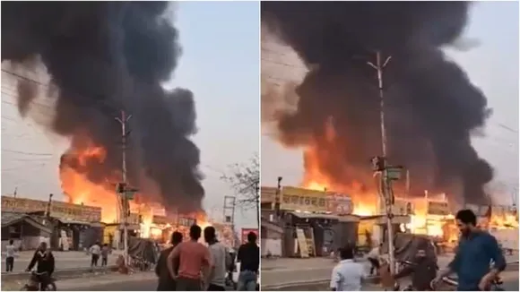 Gaur City chowk Fire