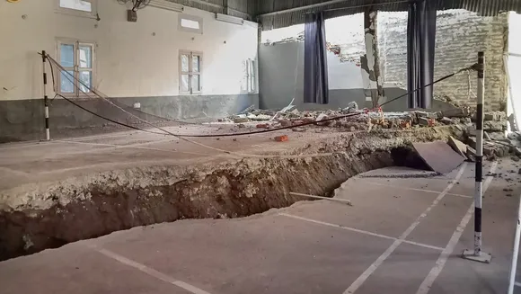 Crack in badminton court in Joshimath